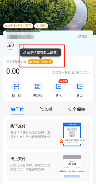 支付宝小荷包余额享收益如何开启