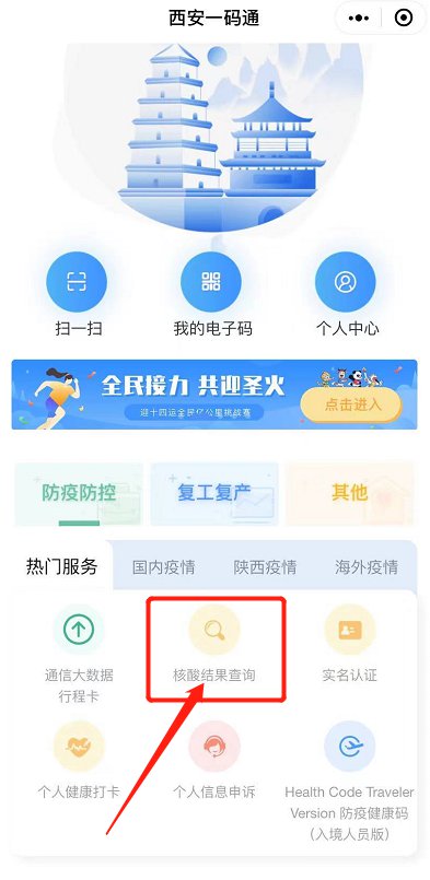 西安一码通怎么查孩子的核酸结果