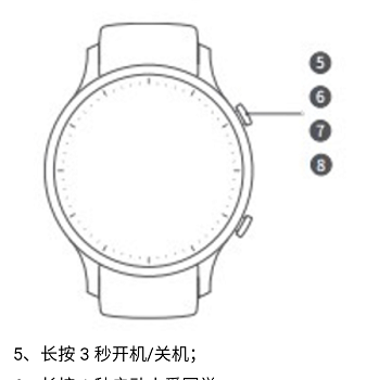 小米手表color开机键是哪个