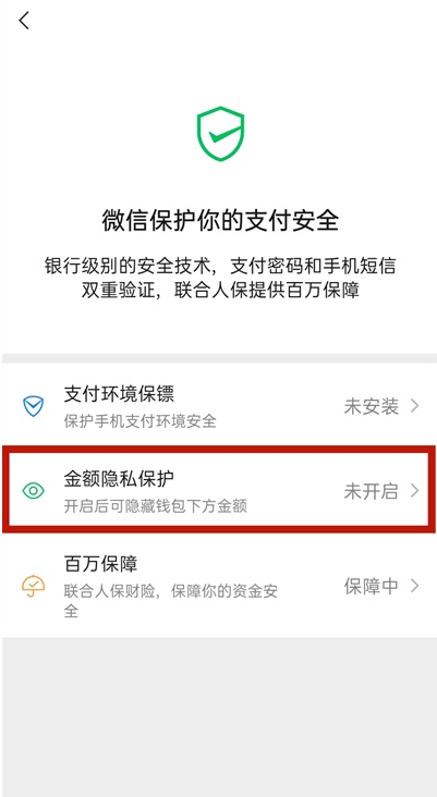 微信怎么关掉钱包金额隐私保护