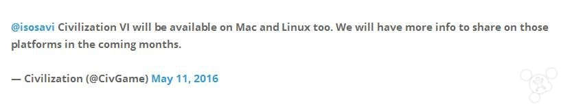 《文明6》 确认登陆 Mac 平台：或年底到来