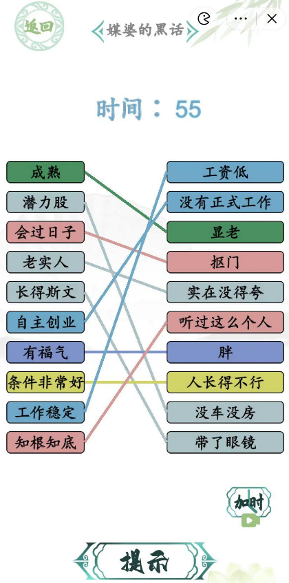 《汉字找茬王》媒婆的黑话通关攻略一览