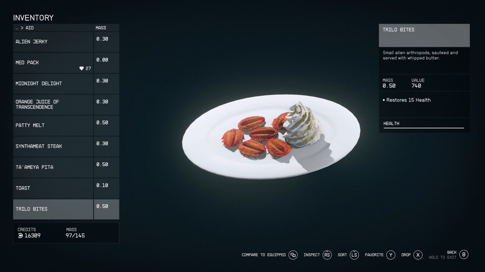 《星空》官方公布游戏内四种食物：外星虫子嘎嘣脆