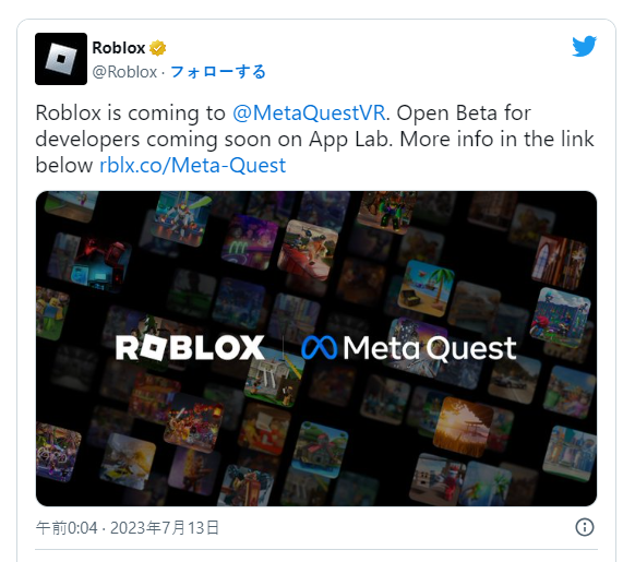 《罗布乐思》宣布支持Meta Quest VR头显 即将开启B测