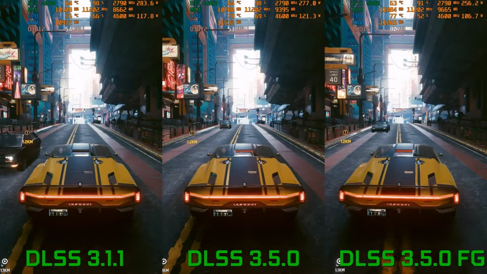 《赛博朋克2077》DLSS 3.5和DLSS 3.1.1对比 画面、性能提升