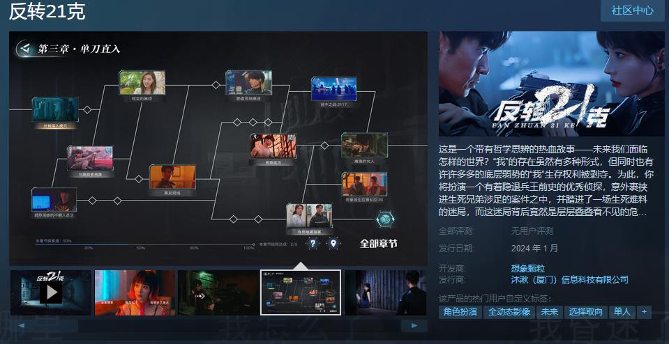 互动式电影《反转21克》Steam页面上线 明年发售